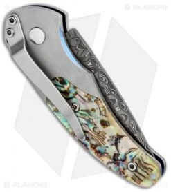 Benchmade 3150-121 Impel Gold Class Gentleman's Auto Knife (1.98" Satin) #03 -Adventure Knife Shop Benchmade 3150 121 Impel Gold Class Gentlemans Auto Damascus 3 BHQ 12889 jr side