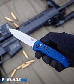 Benchmade 4400-1 Casbah Automatic Knife Blue Grivory (3.4" Satin) -Adventure Knife Shop Benchmade 4400 1 Casbah Automatic Knife Blue Grivory Satin BHQ51629 kp in hand web