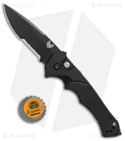 Benchmade Rukus II Automatic Knife (3.4" Black Serr) 9600SBK -Adventure Knife Shop Benchmade Rukus 2 black serr BHQ 74379 er bottlecap