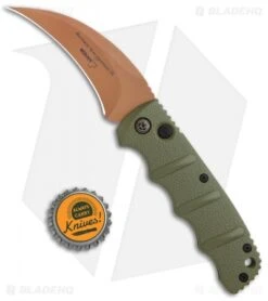Boker Desert Warrior Kalashnikov Hawkbill Automatic Knife OD Green (Copper) -Adventure Knife Shop Boker Desert Warrior Kalashnikov Hawkbill Auto OD Green Copper 01KALS69NSOI BHQ 103273 jr bottlecap