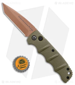 Boker Desert Warrior Kalashnikov Tanto Automatic Knife Green (3.25" D2 Copper) -Adventure Knife Shop Boker Desert Warrior Kalashnikov Tanto Auto OD Green D2 Copper BHQ 96967 jr bottlecap