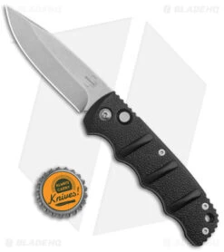 Boker Kalashnikov Drop Point Automatic Knife Black Aluminum (3.25" Stonewash) -Adventure Knife Shop Boker Kalashnikov Auto Black D2 SW BHQ 144760 jr bottlecap