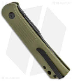 Boker Lundquist Alluvial Automatic Knife OD Green (3" Black SW) -Adventure Knife Shop Boker Lundquist Alluvial Auto OD Green Aluminum Black SW BHQ 125069 jr side