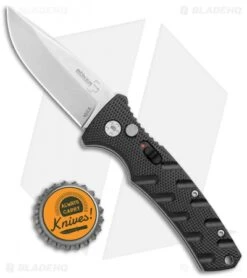 Boker Mini Strike Automatic Knife Black Aluminum (2.6" Stonewash D2) -Adventure Knife Shop Boker Mini Strike Auto Black SW 01BO435NSOI BHQ 99628 jr bottlecap
