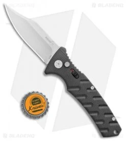 Boker Plus Strike Bowie Automatic Knife Black (3.25" Stonewash D2) -Adventure Knife Shop Boker Plus Strike Bowie Auto Black SW 01BO429NSOI BHQ 97034 jr bottlecap