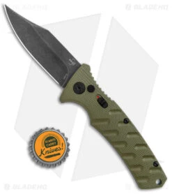 Boker Plus Strike Bowie Automatic Knife OD Green (3.25" Black SW) -Adventure Knife Shop Boker Plus Strike Bowie Auto OD Green Black Wash BHQ 125301 jr bottlecap