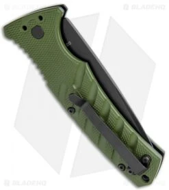 Boker Plus Strike Drop Point Automatic Knife OD Green (3.25" Black D2) 6 Boker Plus Strike Drop Point Automatic Knife OD Green (3.25" Black D2) -Adventure Knife Shop Boker Plus Strike DP Auto OD Green Black BHQ 97033 jr side