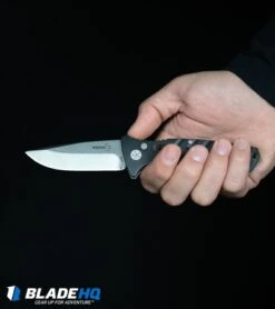 Boker Strike Tanto Desert Warrior Automatic Knife OD Green (3.25" Copper D2) -Adventure Knife Shop Boker Plus Strike Drop Point Automatic Knife Stonewash 01BO400N BHQ 32040 kp in hand web 5