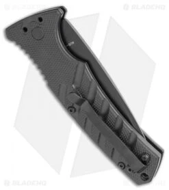 Boker Plus Strike Tanto Automatic Knife (3.25" Black Serr D2) -Adventure Knife Shop Boker Plus Strike Tanto Automatic Knife 3.25 Black Serr 01BO401N LS Side