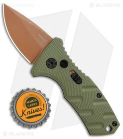 Boker Stubby Strike Desert Warrior CA Legal Auto Knife OD Green (1.9" Copper) -Adventure Knife Shop Boker Stubby Strike CA Legal Auto OD Green Copper 01BO443NSOI BHQ 99649 jr bottlecap