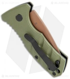 Boker Stubby Strike Desert Warrior CA Legal Auto Knife OD Green (1.9" Copper) -Adventure Knife Shop Boker Stubby Strike CA Legal Auto OD Green Copper 01BO443NSOI BHQ 99649 jr side