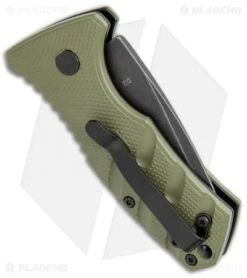 Boker Stubby Strike CA Legal Automatic Knife OD Green (1.9" Smokewash D2) -Adventure Knife Shop Boker Stubby Strike CA Legal Auto OD Green Smokewash 01BO442NSOI BHQ 99648 jr side