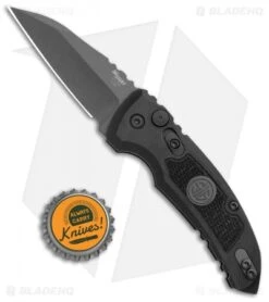 Hogue Knives A01 Microswitch Auto Knife Sig Medallion Wharncliffe (2.6" Black) -Adventure Knife Shop Hogue A01 Microswitch Wharncliffe Black Sig Medallion Black 16102 BHQ 100450 jr bottlecap