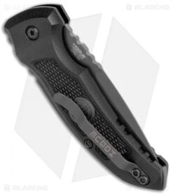 Hogue Knives A01 Microswitch Auto Knife Sig Medallion Drop Point (2.6" Black) -Adventure Knife Shop Hogue A01 Microswitch Wharncliffe Black Sig Medallion Black 16112 BHQ 100451 jr side