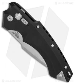 Hogue Knives EX-A05 Spear Point Automatic Knife Black (4" Stonewash) 34510 -Adventure Knife Shop Hogue Auto Black Spear Point plain BHQ 80665 er spine