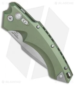 Hogue Knives EX-A05 Spear Point Automatic Knife OD Green (4" Stonewash) 34511 -Adventure Knife Shop Hogue Auto OD Green Spear Point Plain BHQ 80666 er spine