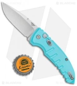 Hogue Knives A01 Microswitch Automatic Knife Aqua Blue (2.6" Stonewash) 24113 -Adventure Knife Shop Hogue Knives A01 Microswitch Auto Aqua Blue SW 24113 BHQ 78508 jr bottlecap