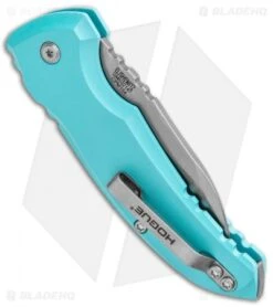 Hogue Knives A01 Microswitch Wharncliffe Automatic Knife Aqua (2.6" SW) 24103 -Adventure Knife Shop Hogue Knives A01 Microswitch Wharncliffe Auto Aqua SW 24103 BHQ 92702 jr side