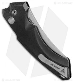 Hogue Knives EX-A05 Wharncliffe Automatic Knife Black (4" Stonewash) 34500 -Adventure Knife Shop Hogue Knives EX A05 Wharncliffe 4in Auto Black SW 34500 BHQ 100444 jr side