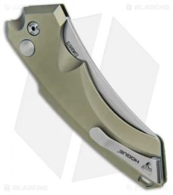 Hogue Knives EX-A05 Wharncliffe Automatic Knife OD Green (4" Stonewash) 34501 -Adventure Knife Shop Hogue Knives EX A05 Wharncliffe 4in Auto OD Green SW 34501 BHQ 100445 jr side