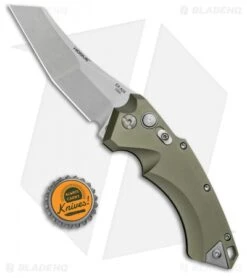 Hogue Knives EX-A05 Wharncliffe Automatic Knife OD Green (3.5" Stonewash) 34521 -Adventure Knife Shop Hogue Knives EX A05 Wharncliffe Auto OD Green SW 34521 BHQ 100448 jr bottlecap