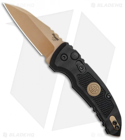 Hogue Sig Sauer A01 Microswitch Automatic Knife Wharncliffe (2.6" FDE) -Adventure Knife Shop Hogue Sig Sauer A01 Microswitch Auto Wharncliffe FDE 16100 BHQ 102933 jr