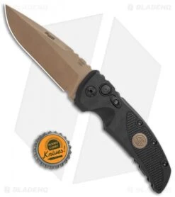 Hogue Sig Sauer EX-A01 Automatic Knife Black G-10 (3.5" FDE) 36130 -Adventure Knife Shop Hogue Sig Sauer EX A01 Auto black G 10 FDE BHQ 84594 jr bottlecap