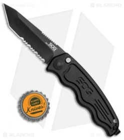 Mini SOG TAC Automatic Knife (Black Tanto Serr) ST-13 -Adventure Knife Shop Mini SOG TAC Auto Black Tanto Serr ST 13 BHQ 3164 jr bottlecap