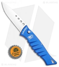 Piranha Amazon Automatic Knife Blue (3.45" Mirror) -Adventure Knife Shop Piranha Amazon Auto Blue Mirror BHQ 3436 jr bottlecap 2