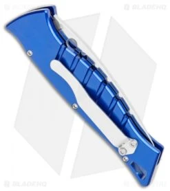 Piranha Amazon Automatic Knife Blue (3.45" Mirror) -Adventure Knife Shop Piranha Amazon Auto Blue Mirror BHQ 3436 jr side 2