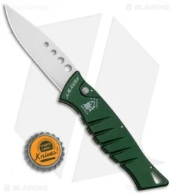 Piranha Amazon Automatic Knife Green (3.45" Mirror) -Adventure Knife Shop Piranha Amazon Auto Green Mirror BHQ 8987 jr bottlecap