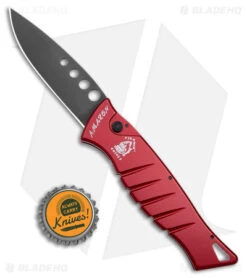 Piranha Amazon Automatic Knife Red Tactical (3.45" Black) -Adventure Knife Shop Piranha Amazon Auto Knife Red Black BHQ 179549 jr bottlecap