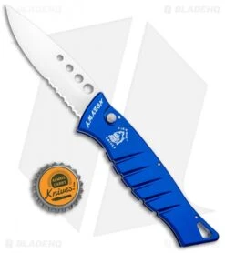 Piranha Amazon Automatic Knife Blue (3.45" Mirror Serr) -Adventure Knife Shop Piranha Amazon Blue Auto Mirror Serr BHQ 22993 jr bottlecap