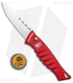 Piranha Amazon Red Automatic Knife (3.45" Mirror Plain) -Adventure Knife Shop Piranha Amazon Red Auto Mirror BHQ 8986 jr bottlecap