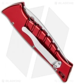 Piranha Amazon Red Automatic Knife (3.45" Mirror Plain) -Adventure Knife Shop Piranha Amazon Red Auto Mirror BHQ 8986 jr side