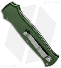Piranha Bodyguard Automatic Knife Green (3.3" Stonewash) -Adventure Knife Shop Piranha Bodyguard Auto Green SW BHQ 1434 jr side