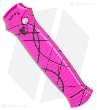 Piranha Bodyguard Automatic Knife Hot Pink (3.3" Stonewash) 2 Piranha Bodyguard Automatic Knife Hot Pink (3.3" Stonewash) - Image 2