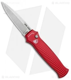 Piranha Bodyguard Automatic Knife Red (3.3" Stonewash)