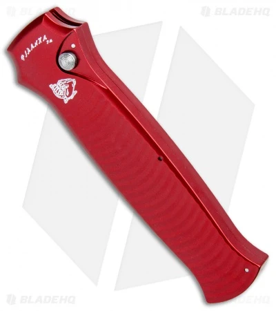 Piranha Bodyguard Automatic Knife Red (3.3" Stonewash) 2 Piranha Bodyguard Automatic Knife Red (3.3" Stonewash) - Image 2