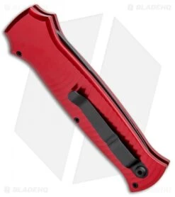 Piranha Bodyguard Automatic Red Tactical (3.3" Black Plain) -Adventure Knife Shop Piranha Bodyguard Auto Red Tactical Black BHQ 0488 jr side