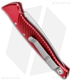 Piranha DNA Automatic Knife Red (3.25" Mirror) -Adventure Knife Shop Piranha DNA Auto Red Mirror BHQ 32969 jr side