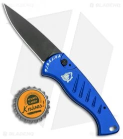 Piranha Fingerling Automatic Knife Blue Tactical (2.5" Black) -Adventure Knife Shop Piranha Fingerling Auto Blue Tactical Black BHQ 22934 jr bottlecap