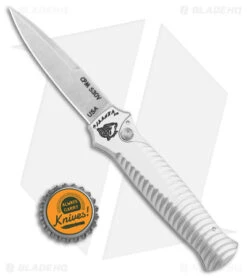 Piranha Mini-Guard Automatic Knife Silver (2.9" Stonewash) -Adventure Knife Shop Piranha Mini Guard Auto Silver SW BHQ 22900 jr bottlecap