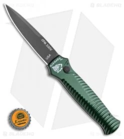 Piranha Mini-Guard Green Tactical Automatic Knife (2.9" Black Plain) -Adventure Knife Shop Piranha Mini Guard Green Tactical Automatic Knife 2.9 Black Plain BHQ 2107 LS Bottlecap