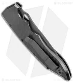 Piranha Mini Predator Black Tactical Automatic Knife Serrated (3.5" Black) -Adventure Knife Shop Piranha Mini Predator Black Tactical Auto Black Serr BHQ 135626 jr side