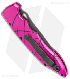 Piranha Mini Predator Purple/Black Tactical Automatic Knife (3.5" Black) -Adventure Knife Shop Piranha Mini Predator Pink Black Tactical Auto Black BHQ 139751 jr side