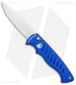 Piranha Blue P-1 Pocket Automatic Knife (3.2" Mirror Plain)