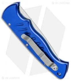 Piranha Blue P-1 Pocket Automatic Knife (3.2" Mirror Serr) -Adventure Knife Shop Piranha P 1 Pocket Auto Blue Mirror Serr BHQ 0016 jr side