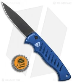 Piranha P-1 Pocket Automatic Knife Blue Tactical (3.2" Black) -Adventure Knife Shop Piranha P 1 Pocket Auto Blue Tactical Black BHQ 1103 jr bottlecap