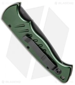 Piranha Tactical Green Pocket Automatic Knife (3.2" Black Plain) -Adventure Knife Shop Piranha P 1 Pocket Auto Green Tactical Black BHQ 1101 jr side